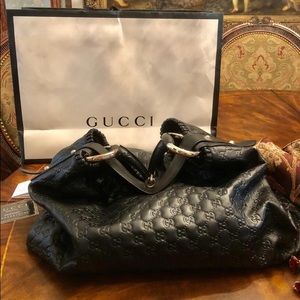 Gucci Horsebit Hobo Black Leather Shoulder Bag